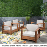 Outdoor Acacia Wood Club Chairs (Set of 4) - NH263603