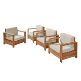 Outdoor Acacia Wood Club Chairs (Set of 4) - NH263603