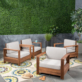Outdoor Acacia Wood Club Chairs (Set of 4) - NH263603