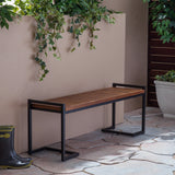 Outdoor Industrial Acacia Wood and Iron Bench - NH724603