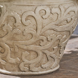 Garden Urn Planter Pot, Round, Roman, Botanical, Lightweight Concrete - NH424703