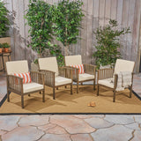 Acacia Outdoor Acacia Wood Club Chairs w/ Cushions - NH322603