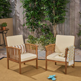 Acacia Outdoor Acacia Wood Club Chairs w/ Cushions - NH322603