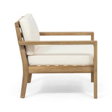 Miranda Outdoor Acacia Wood Club Chairs with Cushions (Set of 2)