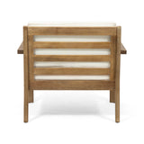 Miranda Outdoor Acacia Wood Club Chairs with Cushions (Set of 2)