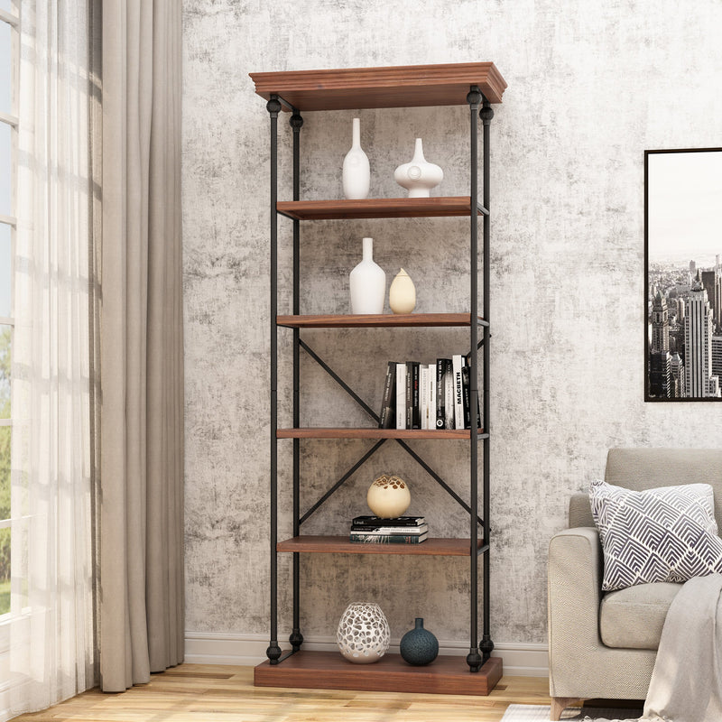 5-Shelf Wood & Metal Etagere Bookcase - NH606903