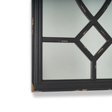 Rectangular Wooden Rustic Farmhouse Mirror, Distressed Black Frame - NH897803