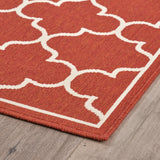 Indoor Geometric  Area Rug, Red and Ivory - NH826503