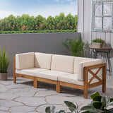 Outdoor Modular Acacia Wood Sofa with Cushions - NH196603