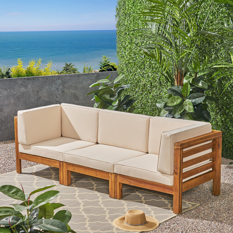 Outdoor Sectional Sofa Set - 3-Seater - Acacia Wood - Outdoor Cushions - NH930703