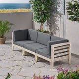 Outdoor Sectional Sofa Set - 3-Seater - Acacia Wood - Outdoor Cushions - NH930703