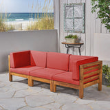 Outdoor Sectional Sofa Set - 3-Seater - Acacia Wood - Outdoor Cushions - NH930703