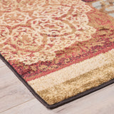 Indoor Abstract Floral Black and Rust Rectangular Area Rug - NH381603