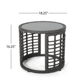 Indoor Modern Boho Wicker Chat Set with Side Table - NH254013