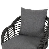 Indoor Modern Boho Wicker Chat Set with Side Table - NH254013