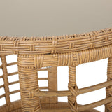 Indoor Modern Boho Wicker Chat Set with Side Table - NH254013