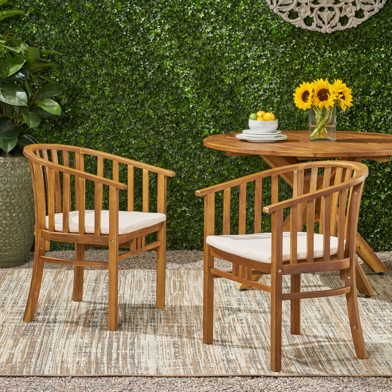 Outdoor Wooden Dining Chairs with Cushions (Set of 2) - NH162903