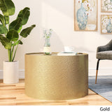Modern Round Coffee Table with Hammered Iron - NH449803