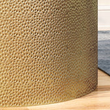 Modern Round Coffee Table with Hammered Iron - NH449803