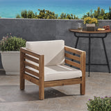 Outdoor Acacia Wood Club Chair with Cushion - NH363803