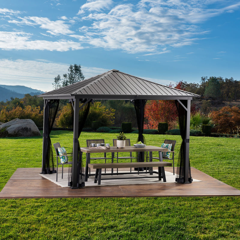 10' x 10' Outdoor Modern Aluminum Hardtop Gazebo - NH573113