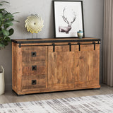 Modern Industrial Mango Wood Sideboard, Natural Finish and Black - NH103013