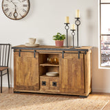 Modern Industrial Mango Wood Sideboard, Natural Finish and Black - NH103013