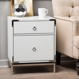 White Glass 2 Drawer Bedside Table - NH702892