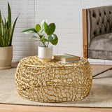 Modern Aluminum Mesh Coffee Table, Gold - NH123013