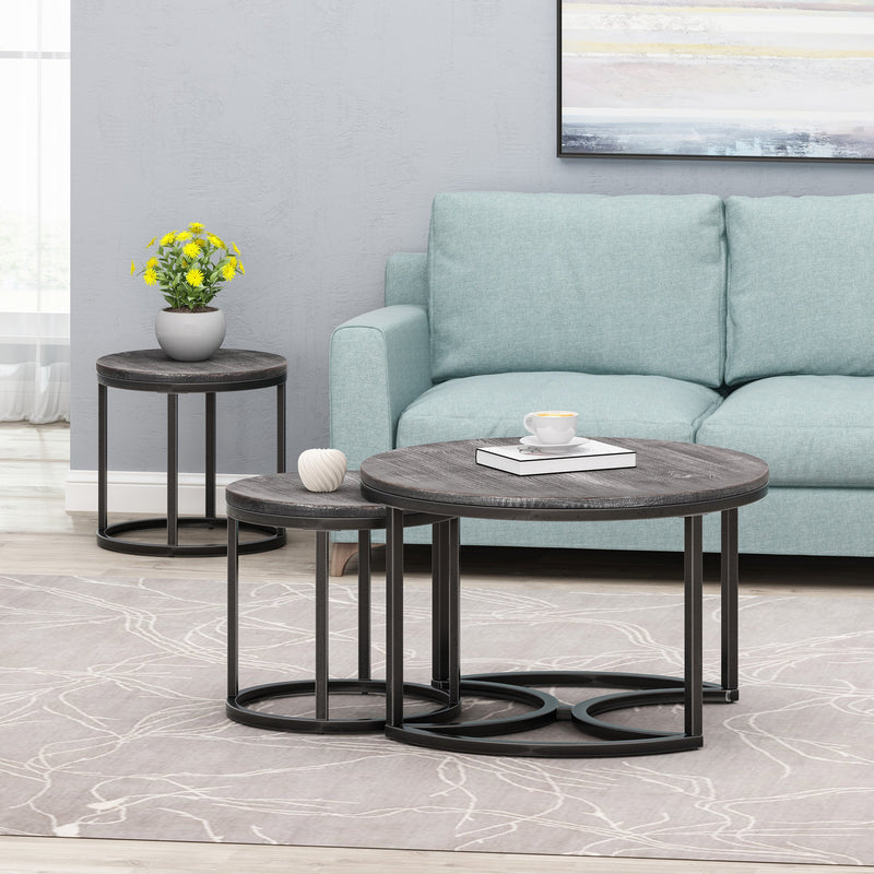 Modern Industrial Coffee Table Set - NH855113