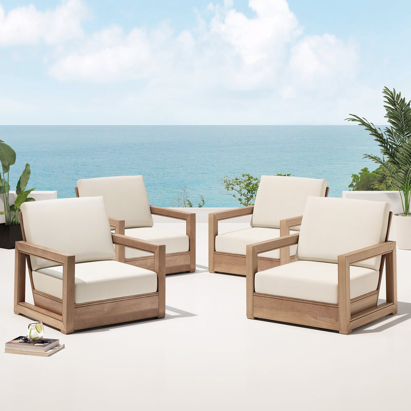 Outdoor Acacia Wood Club Chairs (Set of 4) - NH929213