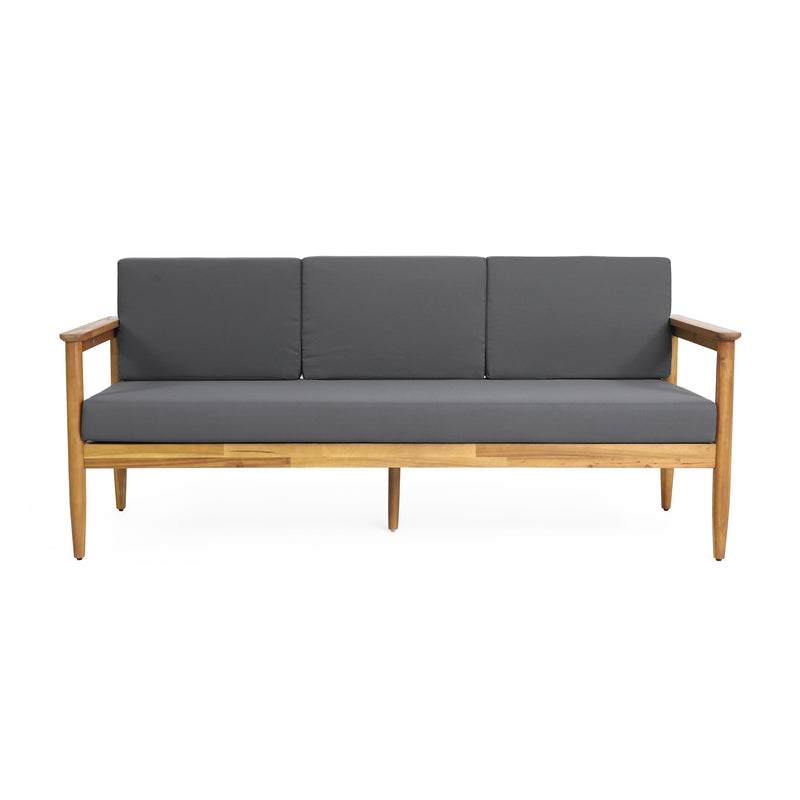 Outdoor Acacia Wood 3 Seater Sofa - NH875313