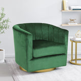 Modern Glam Channel Stitch Velvet Swivel Club Chair - NH728413