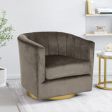 Modern Glam Channel Stitch Velvet Swivel Club Chair - NH728413