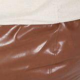 Modern 5 Foot Two Toned Fabric and Faux Leather Bean Bag - NH098413