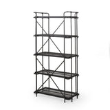 Outdoor Industrial 5-Shelf Iron Mesh Etagere Bookcase - NH559213