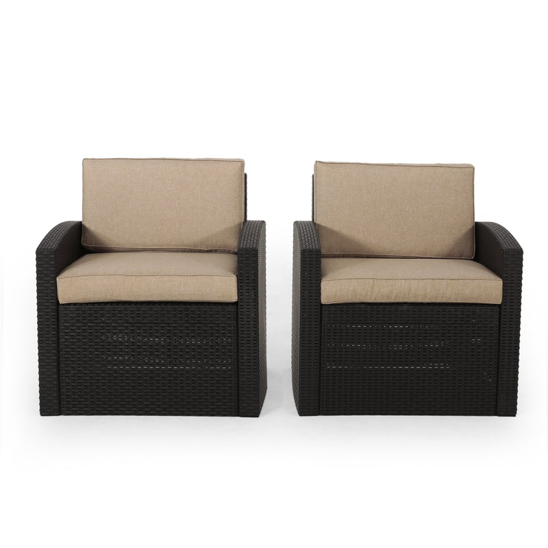 Outdoor Faux Wicker Club Chairs with Cushions (Set of 2) - NH263313