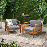 Outdoor Mid-Century Modern Acacia Wood Club Chair With Cushion - NH751213