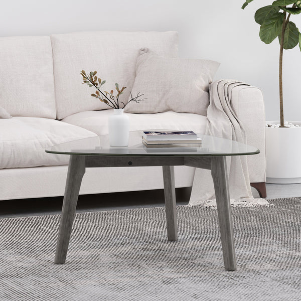 Mid-Century Modern Coffee Table with Glass Top - NH129313