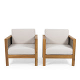 Outdoor Acacia Wood Club Chair with Wicker Accents (Set of 2) - NH659213