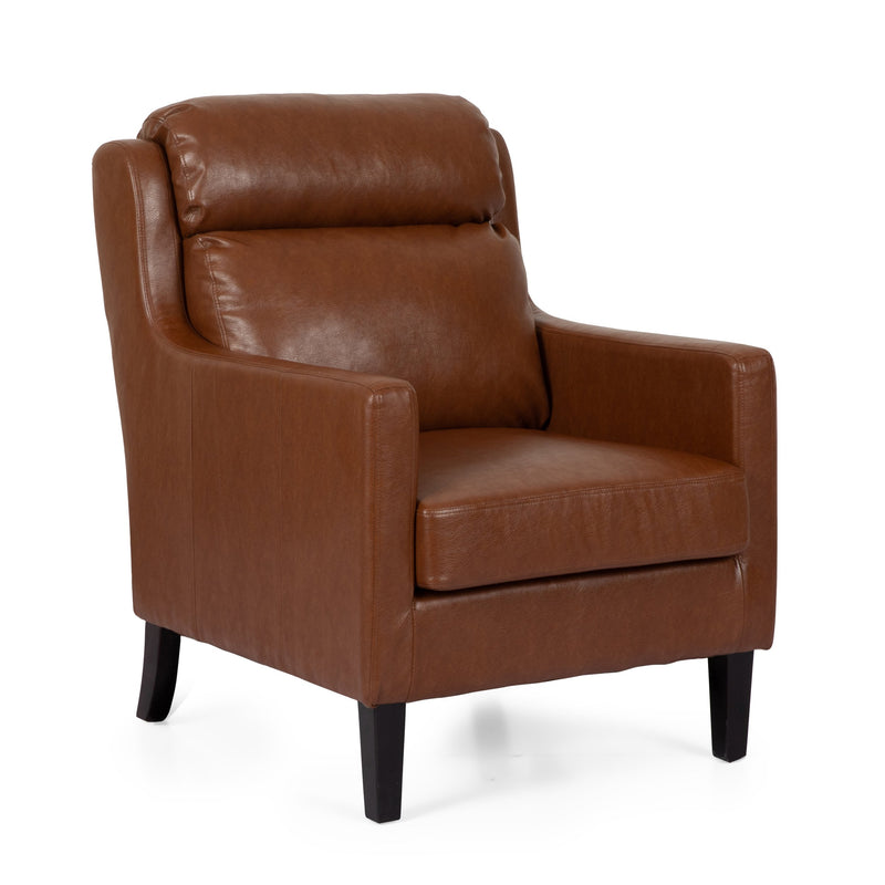 Contemporary Pillow Tufted Faux Leather Club Chair - NH891313