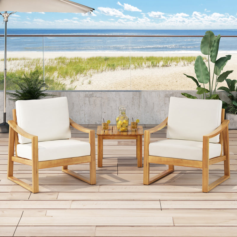 Outdoor Acacia Wood Club Chairs with Water Resistant Cushions (Set of 2) - NH159213