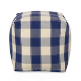 Modern Fabric Checkered Cube Pouf - NH356313