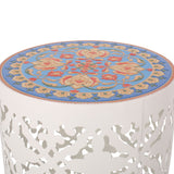 Lace Cut Side Table with Tile Top - NH360313