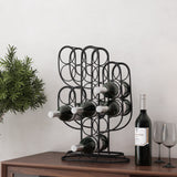 Modern Industrial 13 Bottle Tabletop Cactus Wine Rack, Black - NH500513