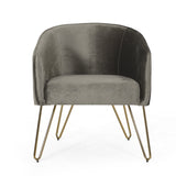 Modern Glam Velvet Club Chair with Hairpin Legs - NH394413