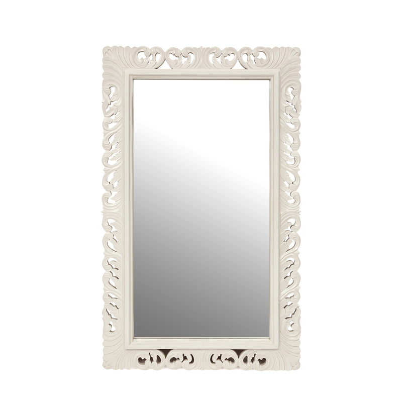 Traditional Handcrafted Standing Mirror, White - NH468413