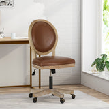 French Country Upholstered Swivel Office Chair - NH639413