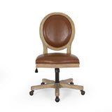 French Country Upholstered Swivel Office Chair - NH639413