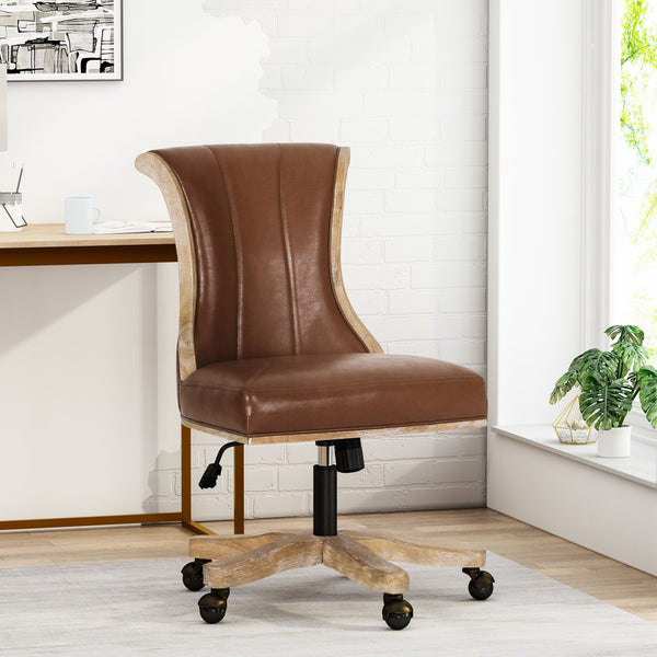 Contemporary Upholstered Roll Back Swivel Office Chair - NH053513